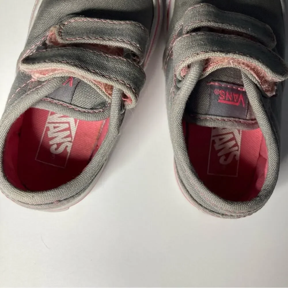 Vans Gray Pink Skate Double Velcro Strap Sneakers Shoes Toddler 5